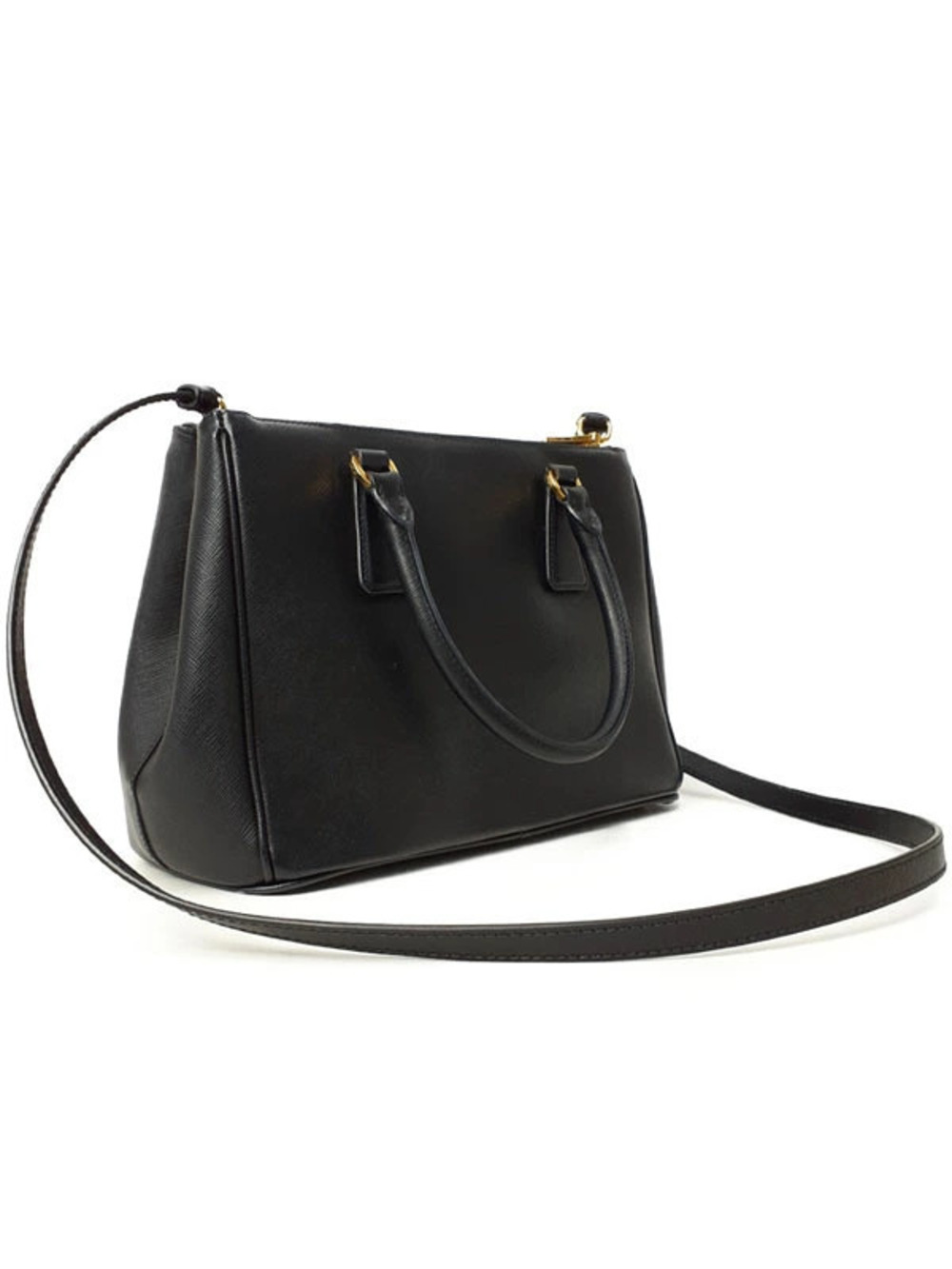 Prada Saffiano Shoulder Leather Bag Galleria Black